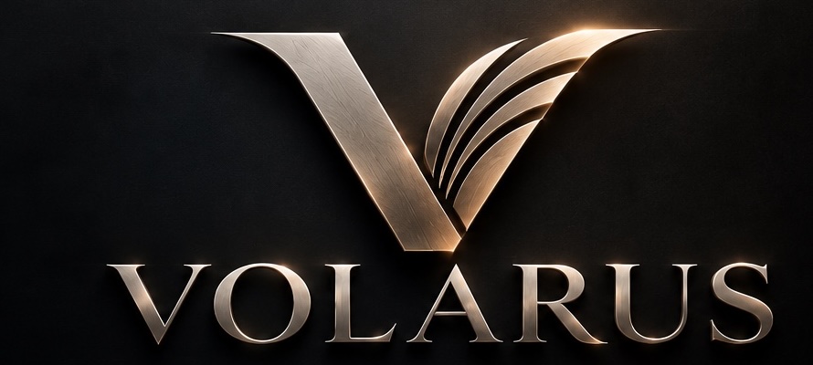 Volarus bronze winged V emblem and wordmark